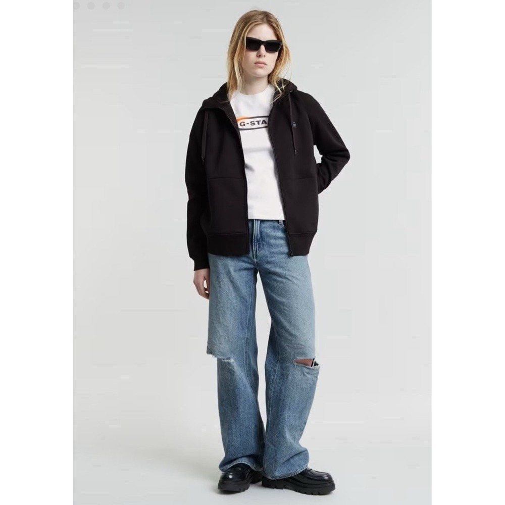 G-Star Raw Women Size Medium‎ Premium Core 2.1 Hoodie Zip Thru L/S Sweats Black